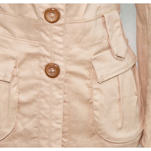 Walnut Spring Cotton Linen Military Safari Jacket - Picture 3 of 7